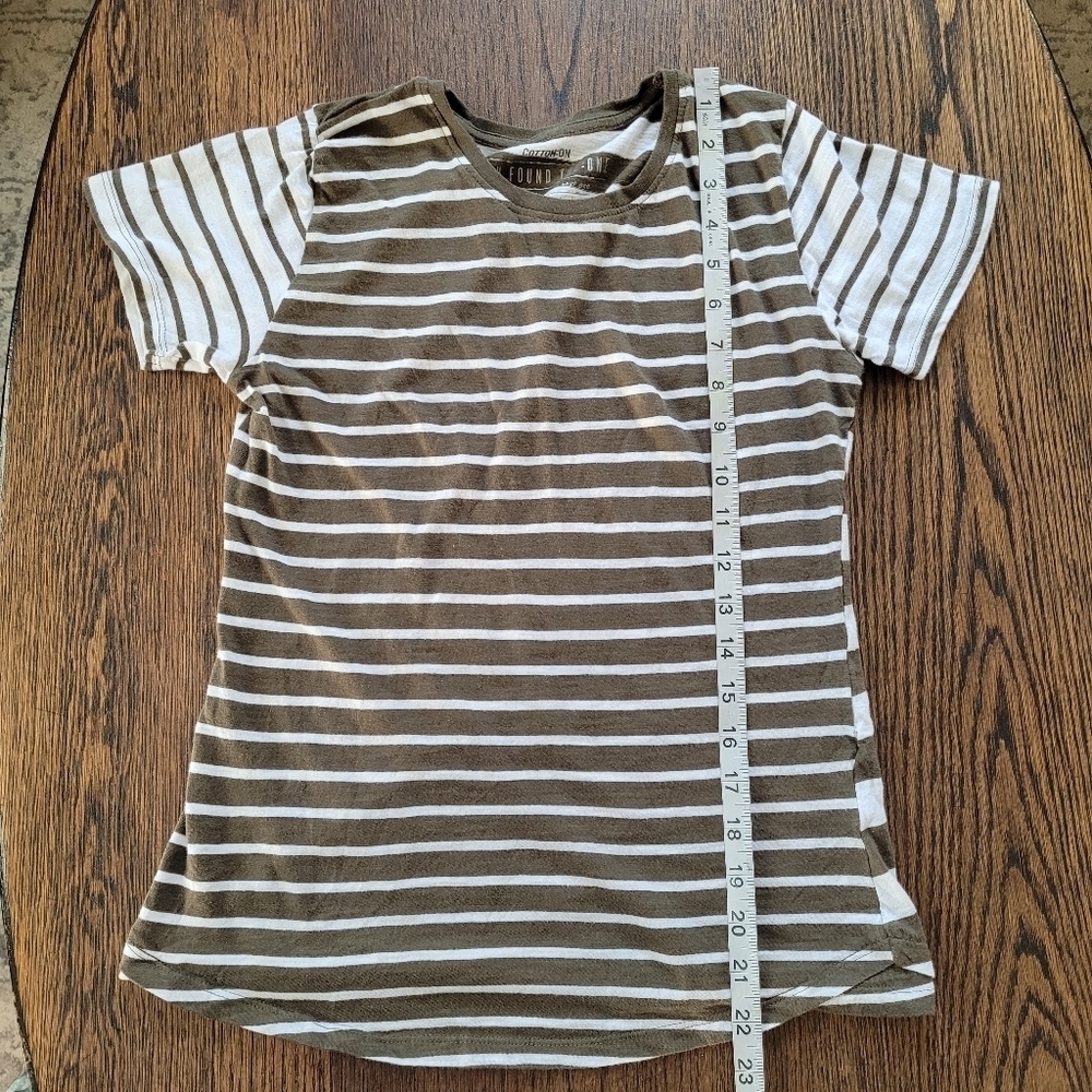 Cotton On The One Crew Neck Olive White Stripe T-shirt Size Women's XS - Picture 8 of 10